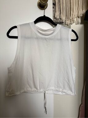 lululemon athletica White Cropped Drawcord Muscle Tank Top